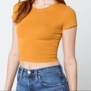 BOZZOLO Crew Neck Womens Mustard Crop Tee
